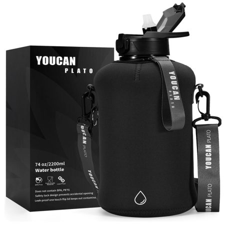 YOUCAN PLATO 74 oz Half Gallon Water Bottle with Sleeve​
