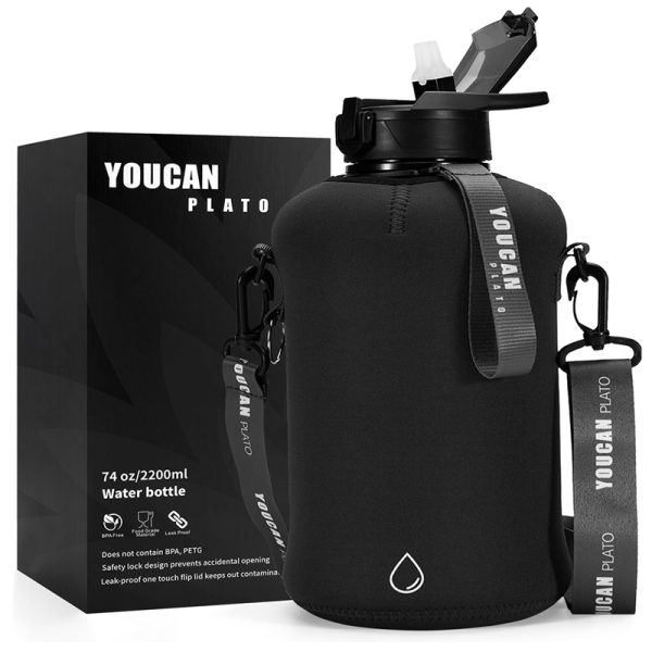 YOUCAN PLATO 74 oz Half Gallon Water Bottle with Sleeve​