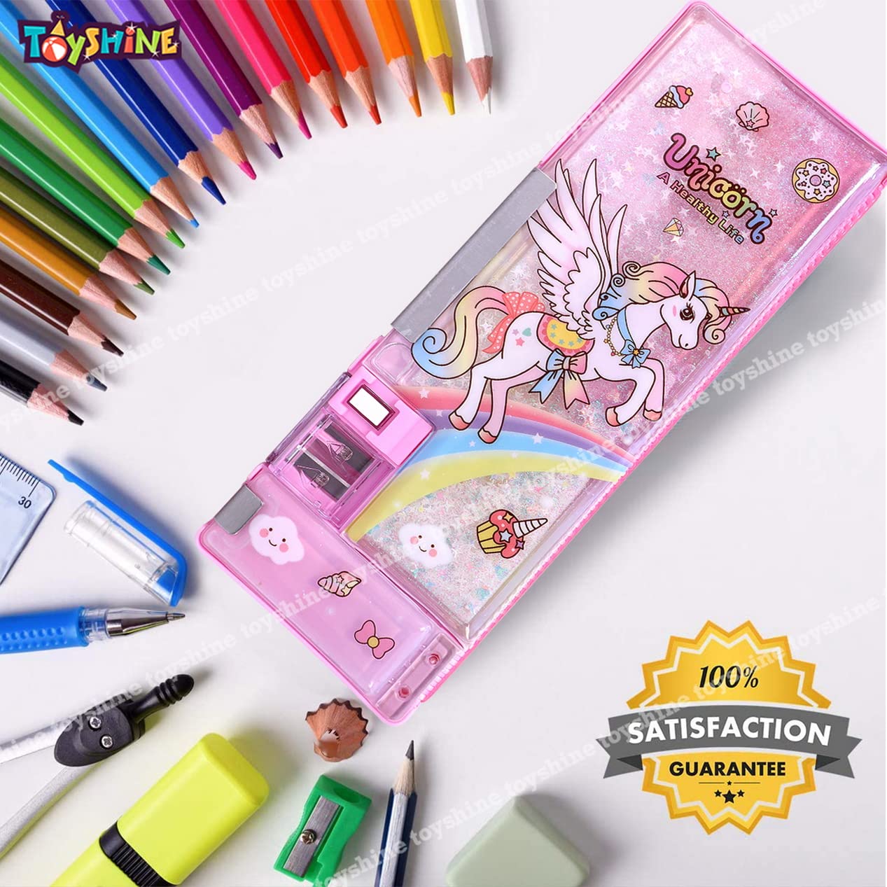 Toyshine Glitter Unicorn Pencil Box - Image 4