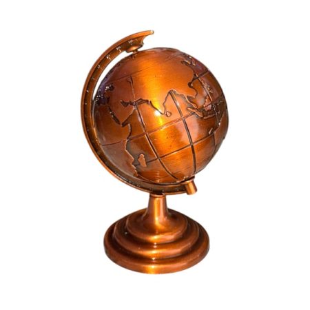 Elegant Metal World Map Globe – Decorative Desk or Shelf Piece